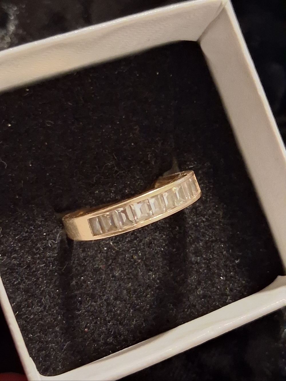 Vintag Vertical Cz Baguette Diamonds In 14k Gold Band Ring Sz 6
